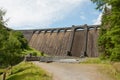 One of the dams in the summertime of the Elan valley of Wales. Royalty Free Stock Photo