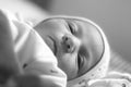 One day old new born baby black and white photo Royalty Free Stock Photo