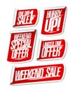 One day sale, weekend special offer, limited time offer, hurry up, weekend sale