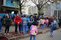 One day after school, students go out of the school gate Royalty Free Stock Photo