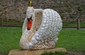 One of the 60 decorative swans placed around Wells in Somerset to celebrate the Queen`s Diamond Jubilee
