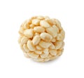 One delicious puffed rice ball isolated on white Royalty Free Stock Photo