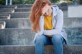 One depressed young woman feeling negative feelings Royalty Free Stock Photo