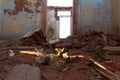 One of the dilapidated rooms of the hotel in the railway village called Putsonderwater in South Africa