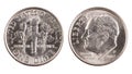 One Dime coin both sides. Money United States of America. 32nd president. American cash. Royalty Free Stock Photo