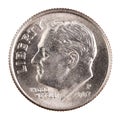 One Dime coin. Money United States of America. 32nd president. American cash. Financial marketplaces. US Bank.