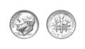 One dime silver coin Royalty Free Stock Photo