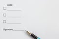 One document for voting and signing, close-up Royalty Free Stock Photo