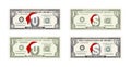 One Dollar Banknotes with Santa Claus red hat. 1 dollar bills for Christmas sales. Royalty Free Stock Photo