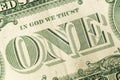 One dollar bill close up. detail of an american dollar Royalty Free Stock Photo