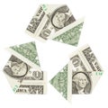 One dollar bills in a recycle symbol Royalty Free Stock Photo