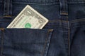 One dollar cash insert back pocket blue jean pants this image f Royalty Free Stock Photo