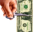 One dollar note being cut Royalty Free Stock Photo