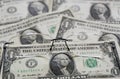One dollars banknotes as a background and glasses Royalty Free Stock Photo