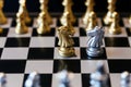 One on one duel between chess knights Royalty Free Stock Photo