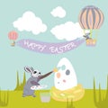 Happy Easter vector isolated cute illustration in pastel colors. Happy Easter greeting card, post, banner Royalty Free Stock Photo