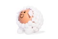 Easter figure, lamb or sheep shaped with brown egg and white cot