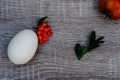 one egg and berries on the light background Royalty Free Stock Photo
