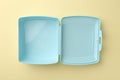One empty lunch box on beige background, top view Royalty Free Stock Photo
