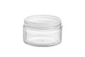 Empty plastic, glass jars cosmetic, lotion packaging on a white background