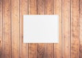 Single 8x10 Horizontal White Frame mockup on rustic wooden wall. Royalty Free Stock Photo