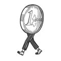 One euro cent coin walk sketch engraving vector Royalty Free Stock Photo