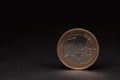 One Euro coin on black background close up Royalty Free Stock Photo