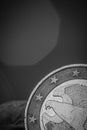 One-Euro coin, close-up on currency