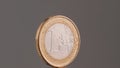 One euro coin close up on grey background Royalty Free Stock Photo