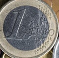 One Euro Coin Close Up Royalty Free Stock Photo