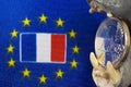 One Euro coin, Flag of France Royalty Free Stock Photo