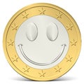 One euro coin happy smiley