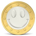 One euro coin happy smiley Royalty Free Stock Photo