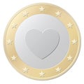 One Euro coin with heart