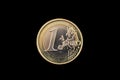 A One Euro Coin Isolated On Black Royalty Free Stock Photo