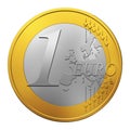 One Euro coin isolated on white