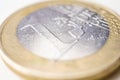 One euro coin, macro photo. Royalty Free Stock Photo