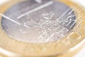 One euro coin, macro photo. Royalty Free Stock Photo