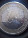 One euro coin macro view Royalty Free Stock Photo