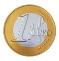 One euro coin with white background Royalty Free Stock Photo