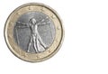 one euro coin white background macro closeup Royalty Free Stock Photo