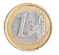 One euro coin on white Royalty Free Stock Photo