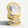 One euro coins on top of each other Royalty Free Stock Photo