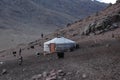 One evening in my nomadic journey, unknown valley, West Mongolia. Royalty Free Stock Photo