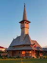 Wooden church in Central Romania during sunset Royalty Free Stock Photo
