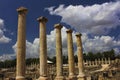 Roman Columns Rise over Akra Israel Royalty Free Stock Photo