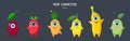 A set of fruit-berry characters with different emotions Royalty Free Stock Photo