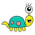 One eyed turtle monster walking, doodle icon image kawaii Royalty Free Stock Photo