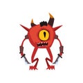One eyed warrior monster fantasy magical creature character vector Illustration on a white background