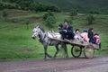 One family riding in carriage